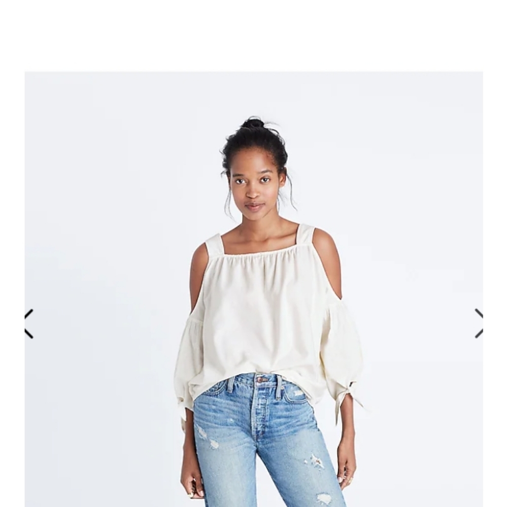 Madewell White Cold-Shoulder Blouse